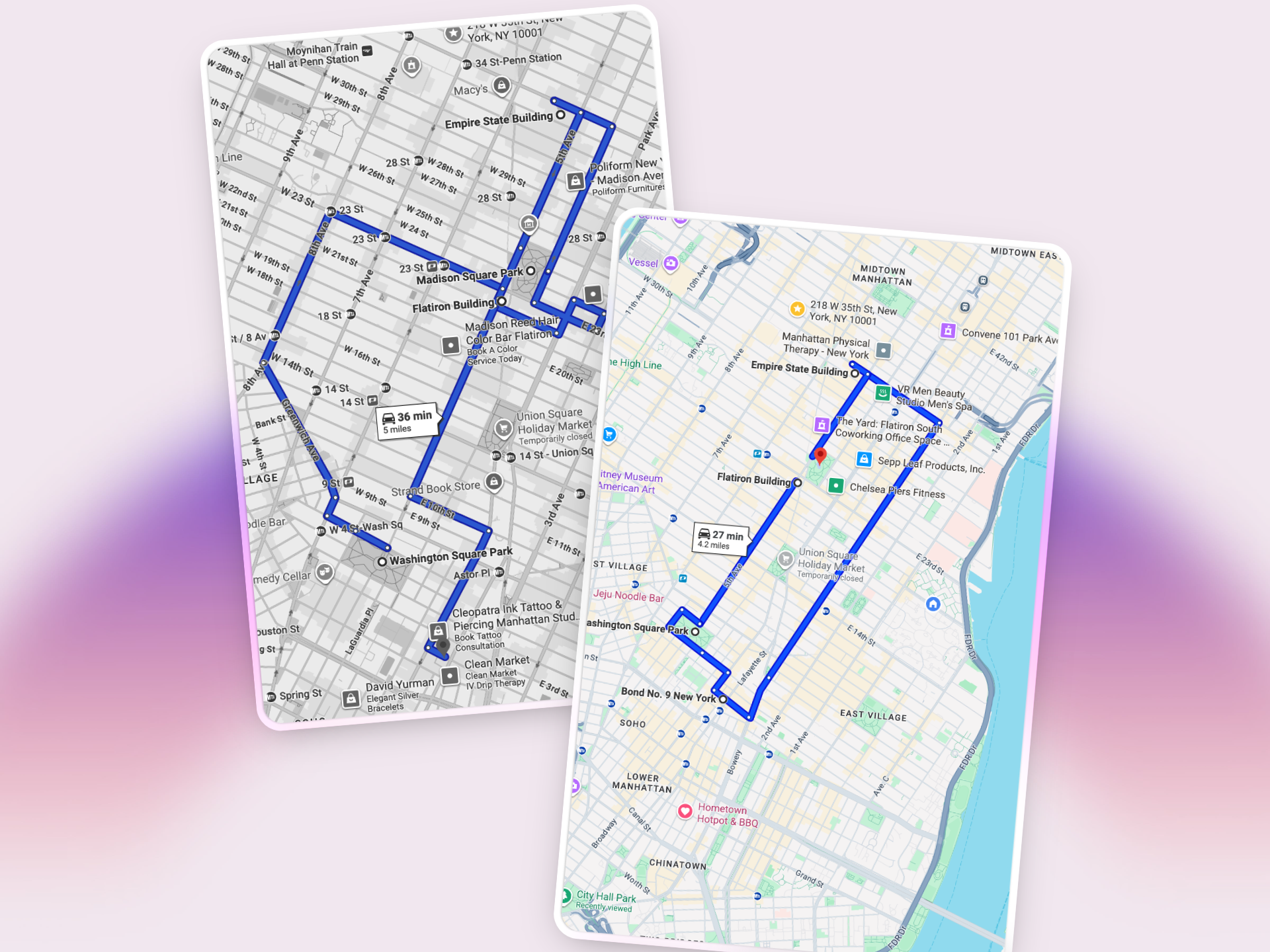 Before and after comparison showing BatchMaps route optimization